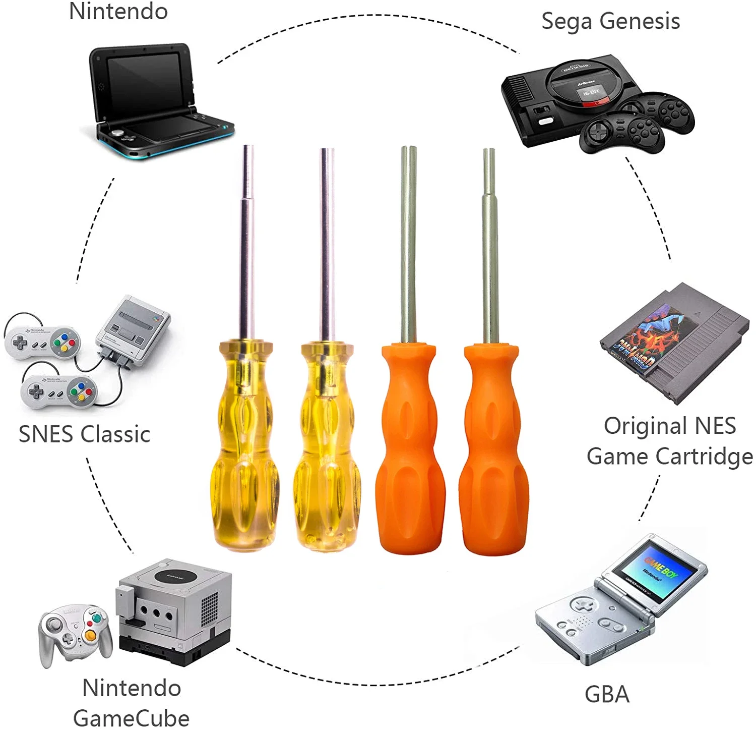 3.8mm and 4.5mm Security Screwdriver Video Game Console and Cartridge Open Tool Kit for Nintendo NGC SFC MD NES N64 SNES Gameboy