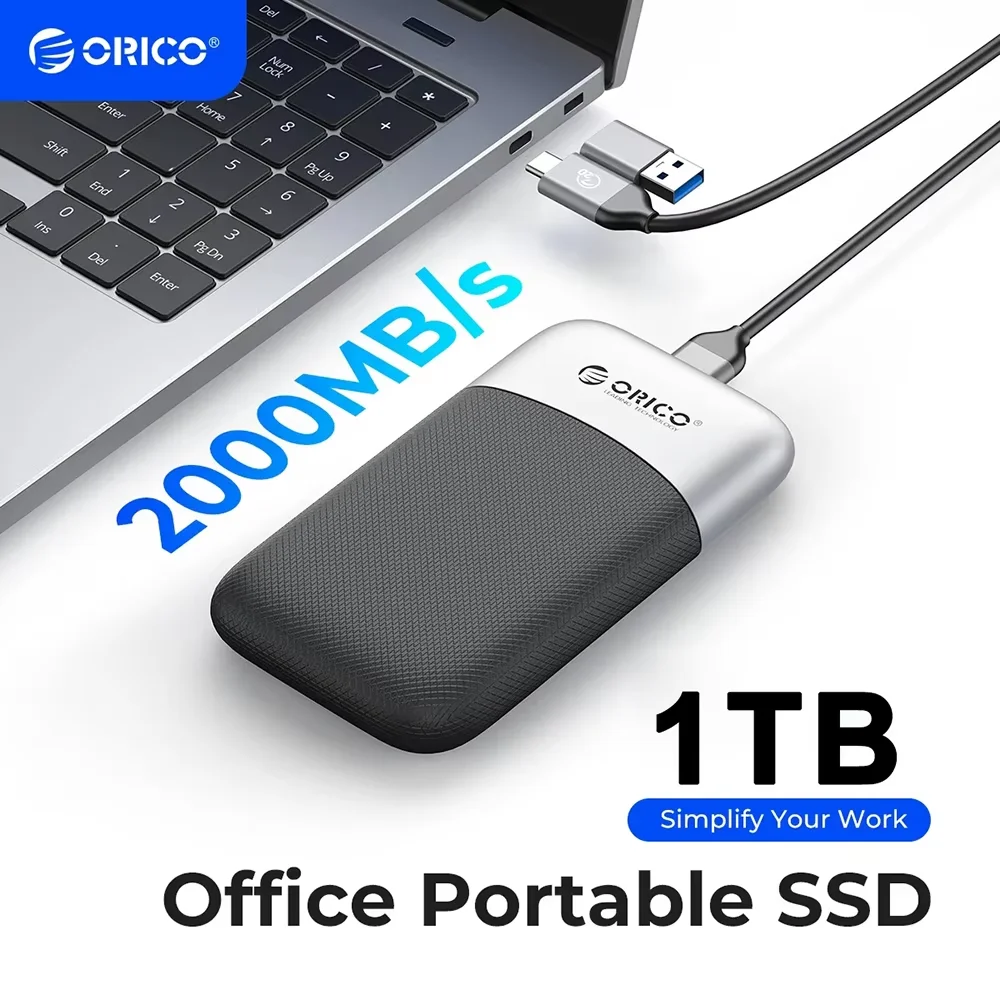 ORICO Portable SSD 2000MB/s SSD External Solid State Drive Disk 1TB USB 3.2 Type- C Gen2 PSSD for MateBook Air Pro PC Laptop