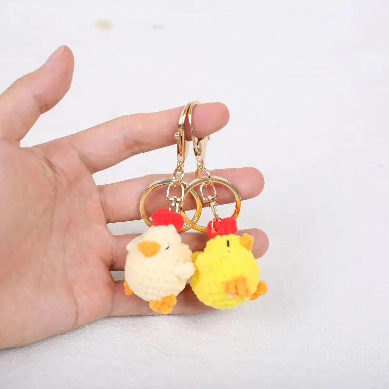 Cute Funny Poult Crochet Keychains Mini Hand Knitted Animal Series Keyrings Creative Bag Charms for Women Accessory