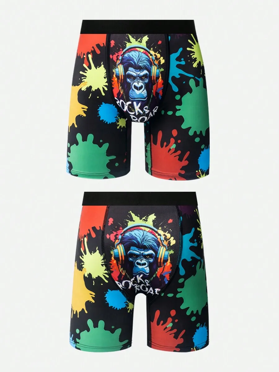 Mens 3D Digital Print Boxer Briefs 3 Pack