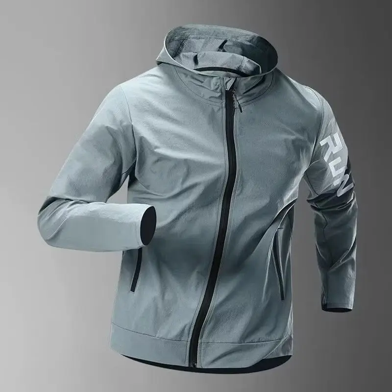 Men Quick Dry Windproof Waterproof Hooded Jacket Outdoor Running Cycling Lightweight Sports Training Coat S 4XL