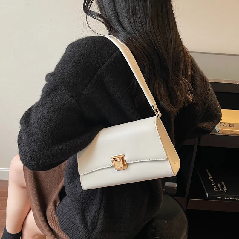 2025 A/W Bolso vintage para axila para mujer, bolso de hombro tipo bandolera multidireccional de cuero genuino, bolso retro elegante de gran capacidad