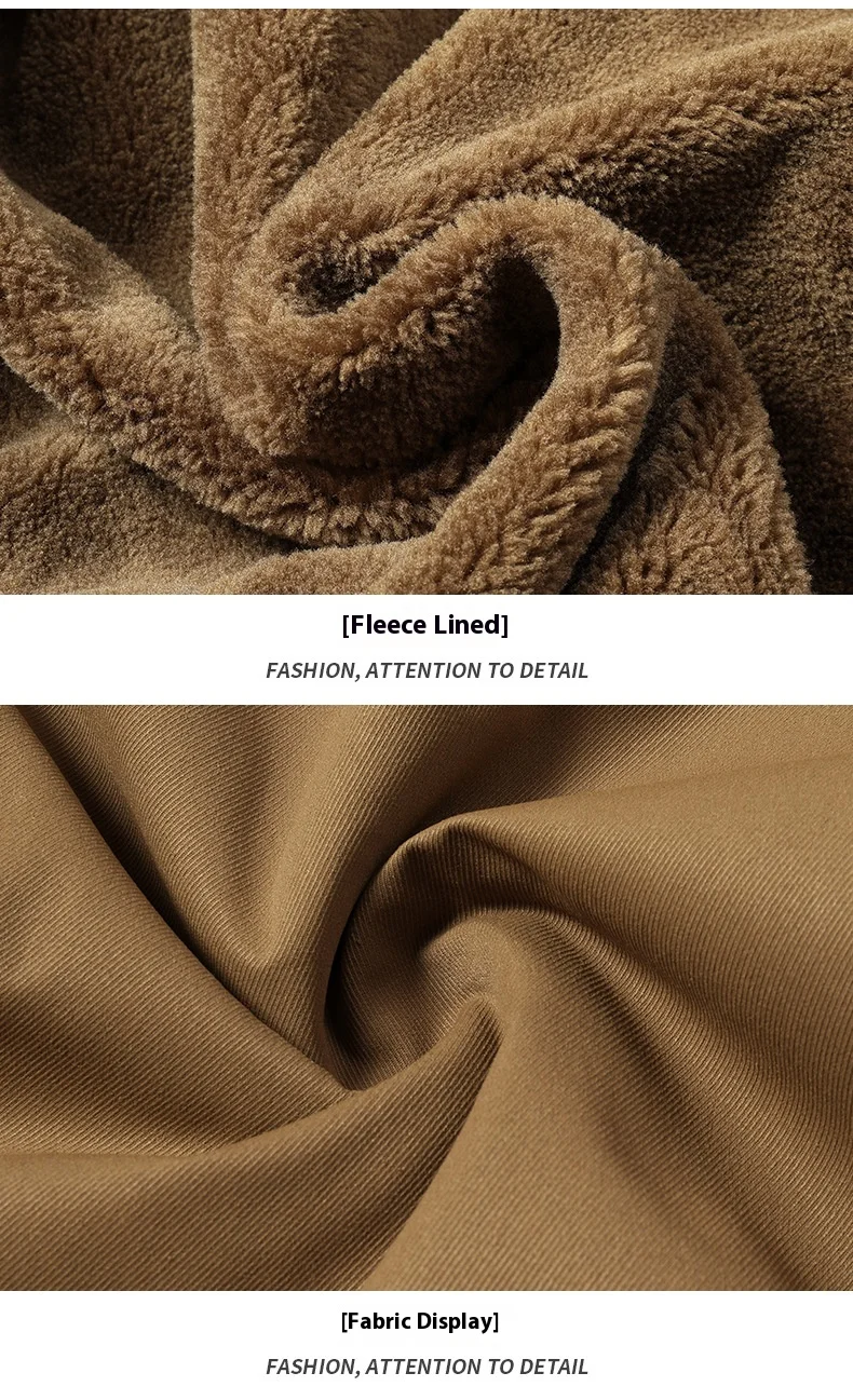 Herren-Fliegerjacke, Winter, dick, mit Fleece gefüttert, Arbeitskleidung, Stil, mehrere Taschen, lockere Passform, lässiger Fliegermantel, warm – Detail 13