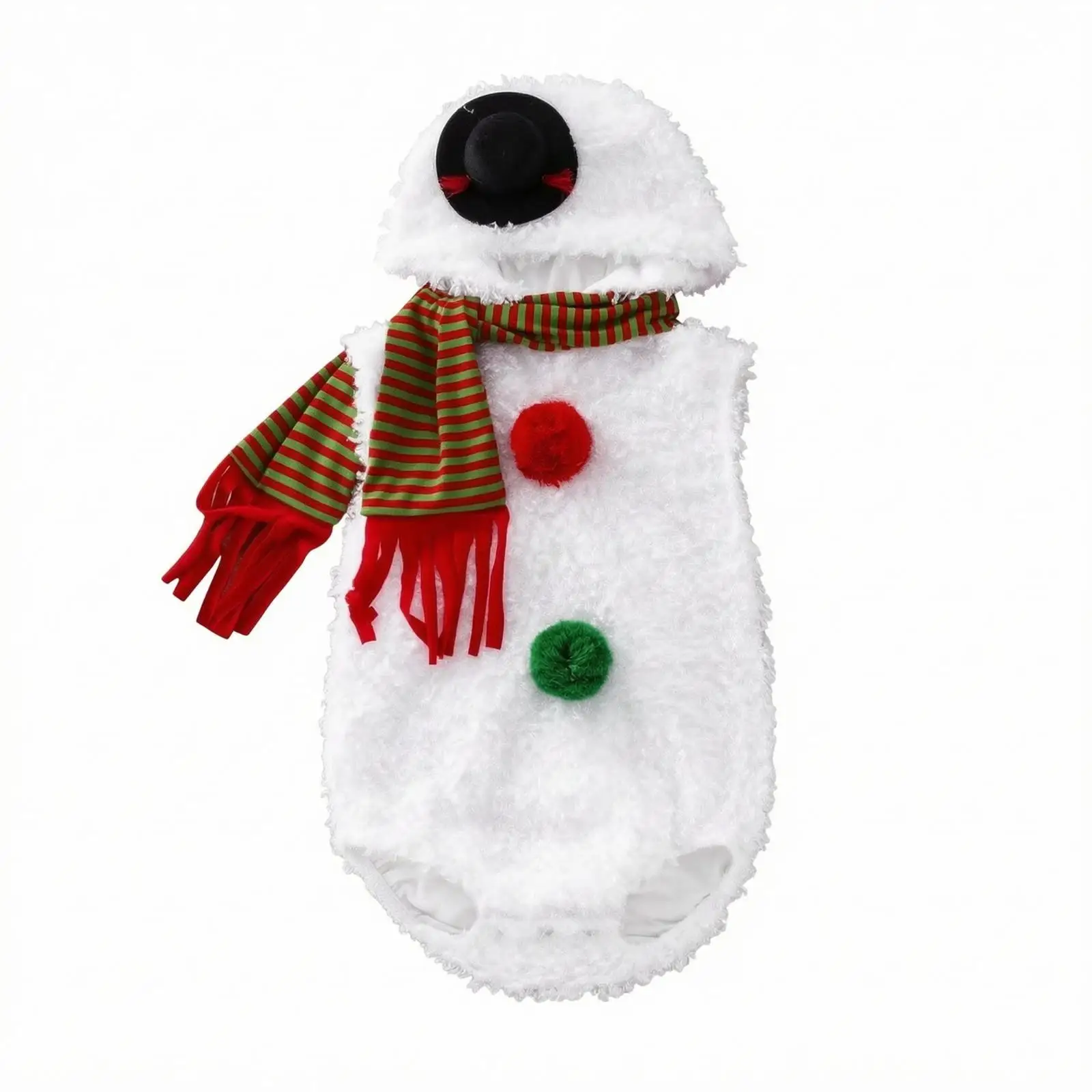 Festive Infant Snowsuit Romper with Striped Scarf for Winter Baby Holiday Photo Outfit
