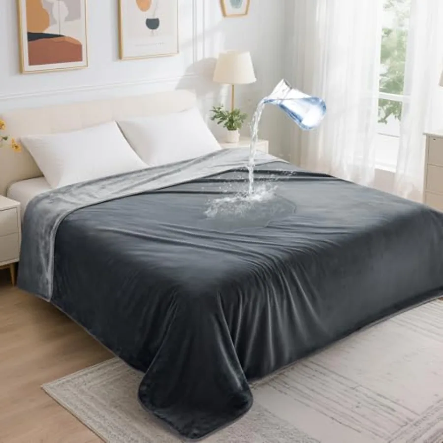

Waterproof Blanket for Bed: Reversible Soft Flannel King Size Bed Blanket 85" x 108" Waterproof Dog Blankets for Large Dogs Spi