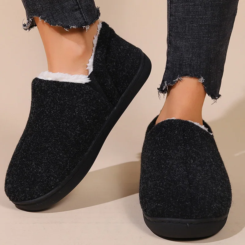 Warm Slippers Woman Winter Simple Fluffy Slippers Faux Fur Women's Slippers Home Couple Footwear Living Room Shoes Female