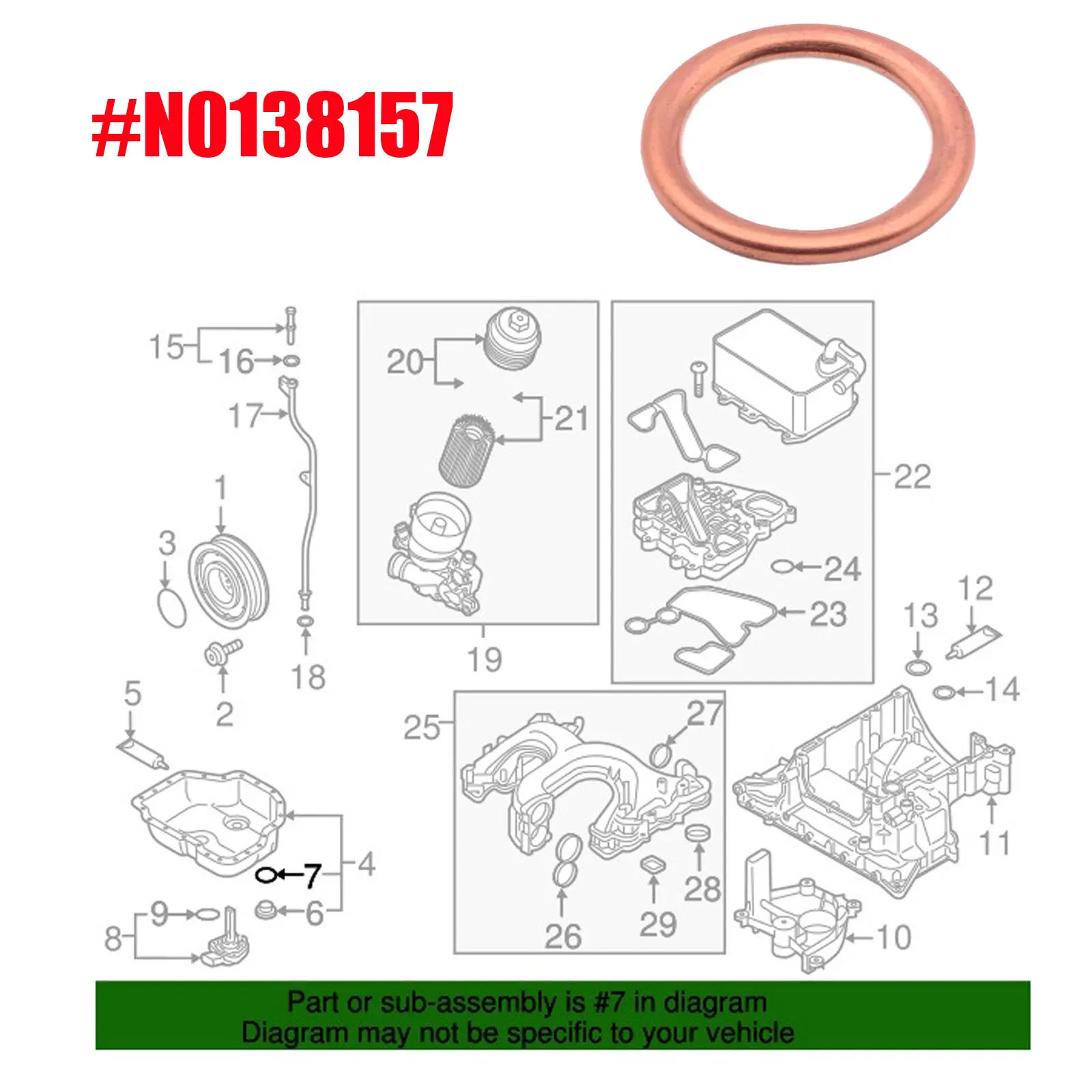 N0138157 النفط قابس التصريف طوقا النحاس سحق غسالات M14 لأودي A3 A4 A6 C6 C7 Q5 Q3 Q7 TT VW باسات B5 B6 جولف جيتا تيجوان