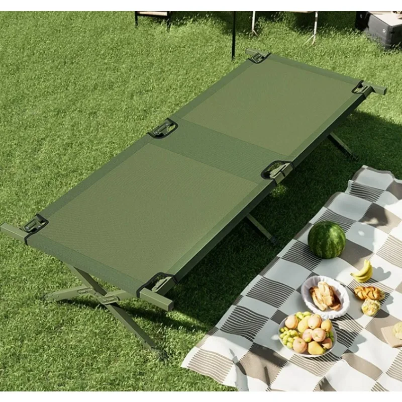 Outdoor Single Portable Aluminum Alloy Folding Bed Camping Simple Camp Bed for Disaster Relief