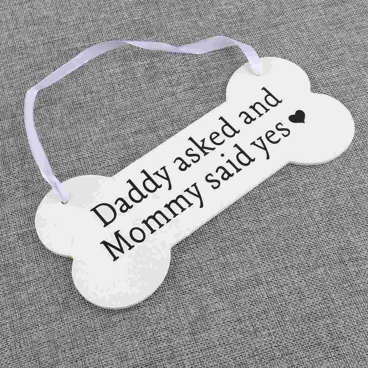 Pet Hanging Board Wedding Props Wooden Crafts Asked and Mommy Said Photo Papa Ornament Decorate