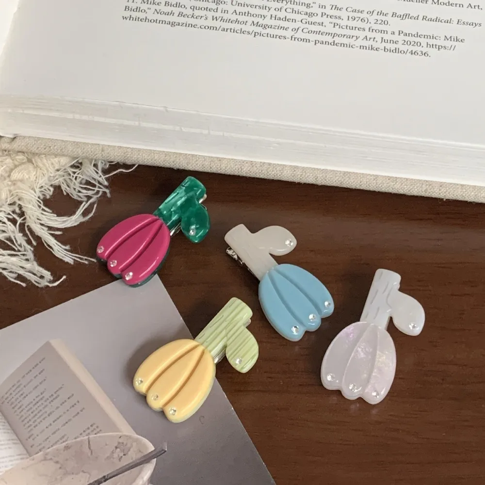 

Creative Rhinestone Tulip Hair Clip Korean Style Bangs Clip Acetic Acid Hairpin Duckbill Clip Headwear Flower Barrette Forehead