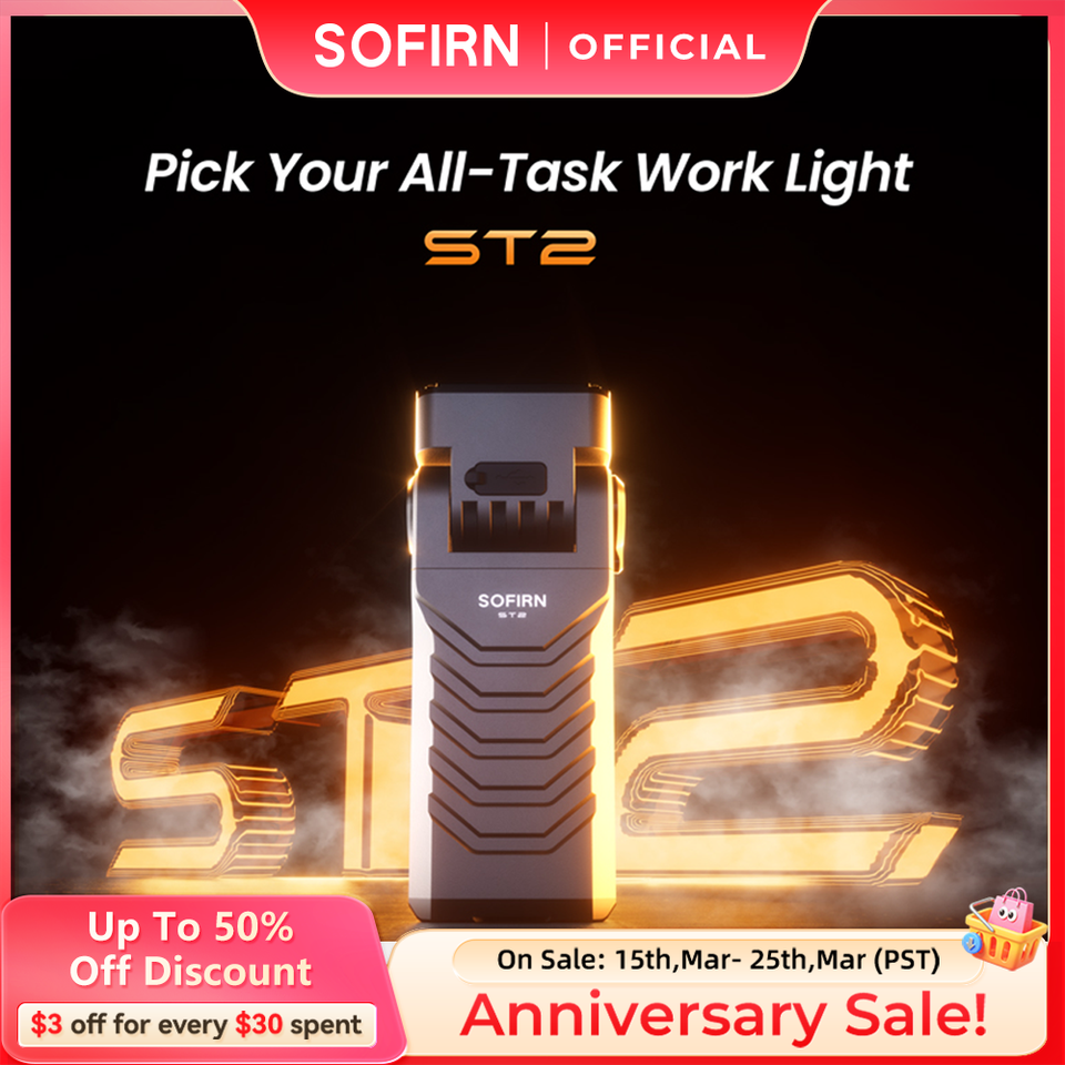  SOFIRN ST2 3000LM Rotery Flashlight SFT42R LED 6000K  Red Light 660nm with UV 365nm USB C Rechargeable EDC Torch 