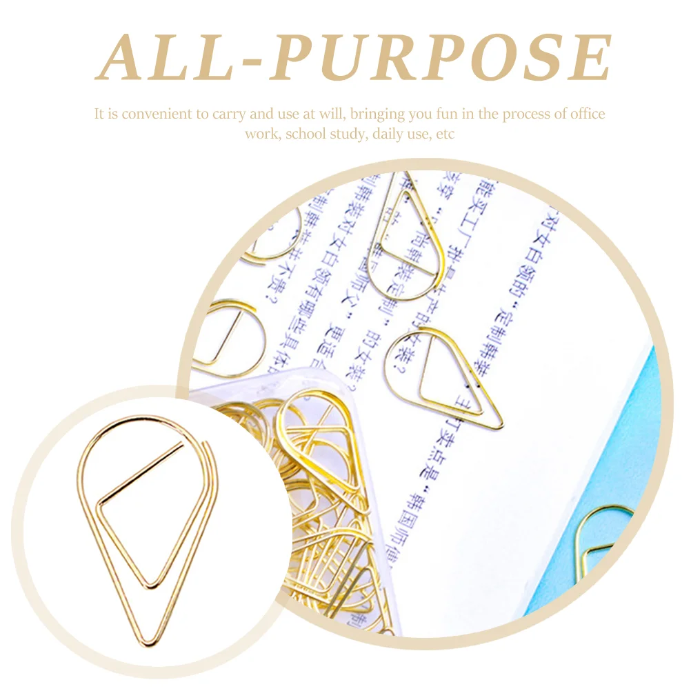 50 Pcs Paper Clip Practical Clips Innovative Large Medium Size Small Water Drop Colored Paperclip Metal