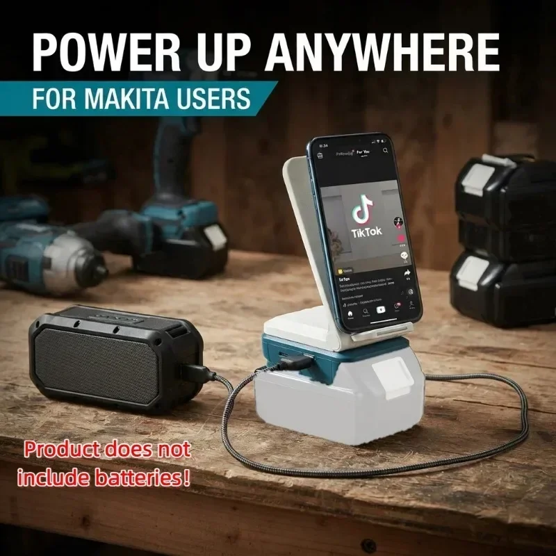 Portable Power Inverter Converter for Makita/Milwaukee/DL 18/20V Lithium Batteries Wireless Charger USB Power Bank for Camping