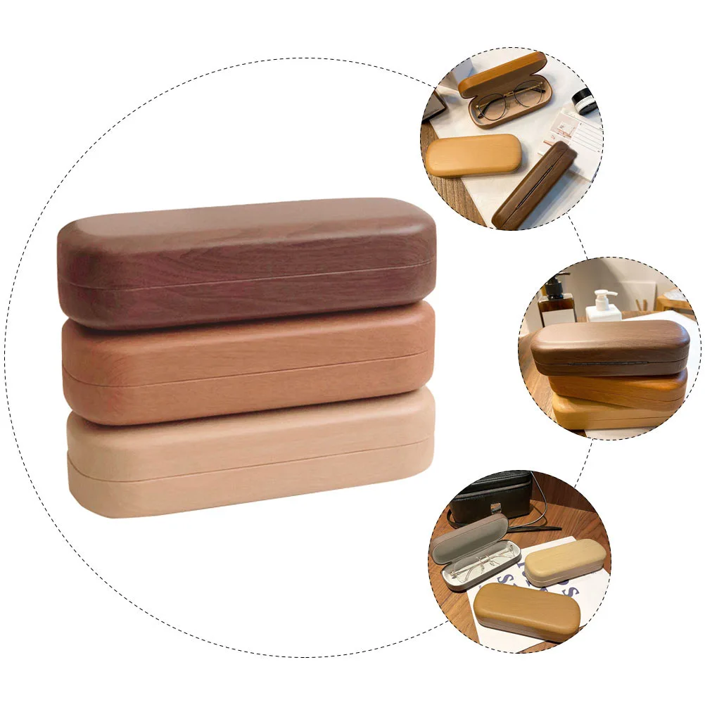 

3pcs Glasses Case Compact Hard Shell Sunglasses Eyeglass Case Durable PU Travel Eyeglass Cases for School Office Daily Use
