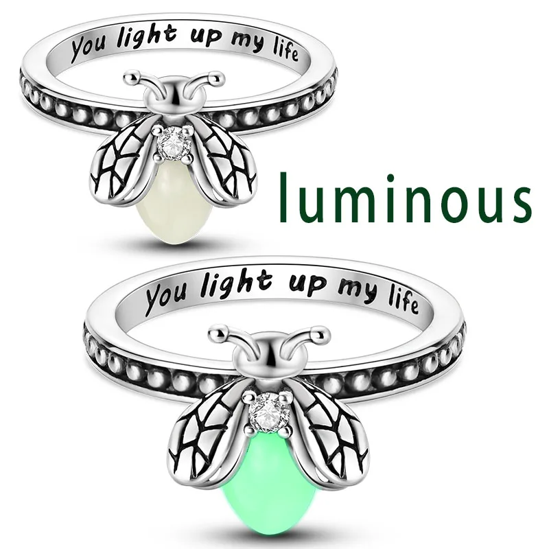 Women's 925 Sterling Silver Firefly Moon Wedding Anniversary Ring