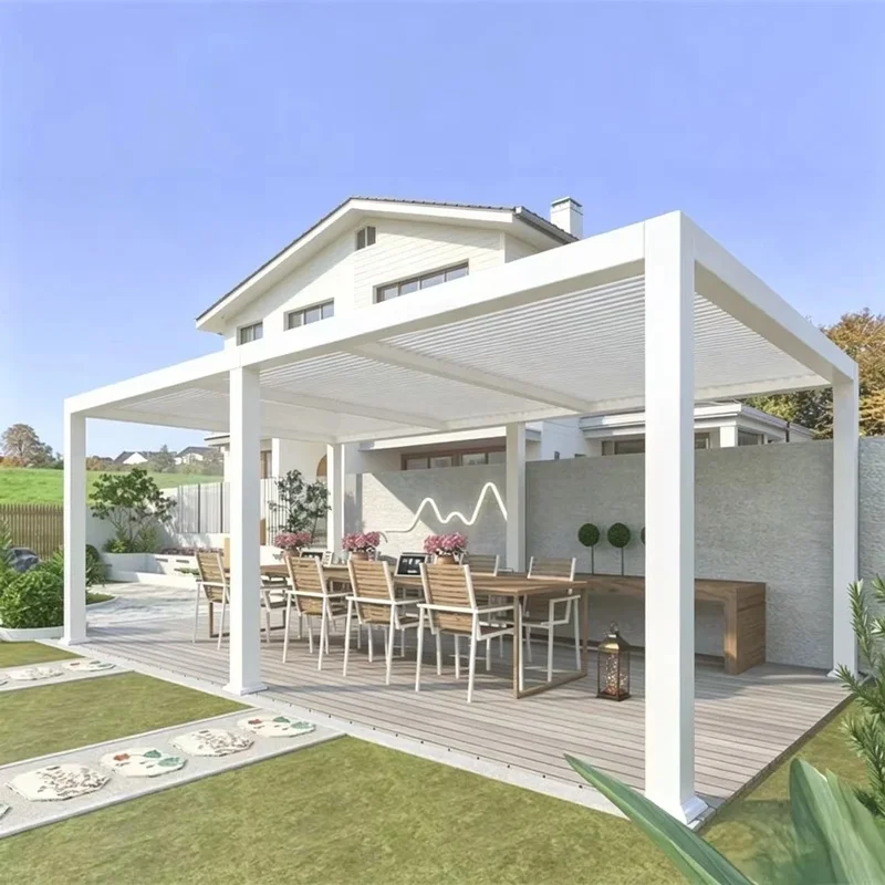 Customized Aluminum Alloy Powder Coated Eco-Friendly Outdoor Pergola Waterproof Weather Resistant Features Garden Balcony