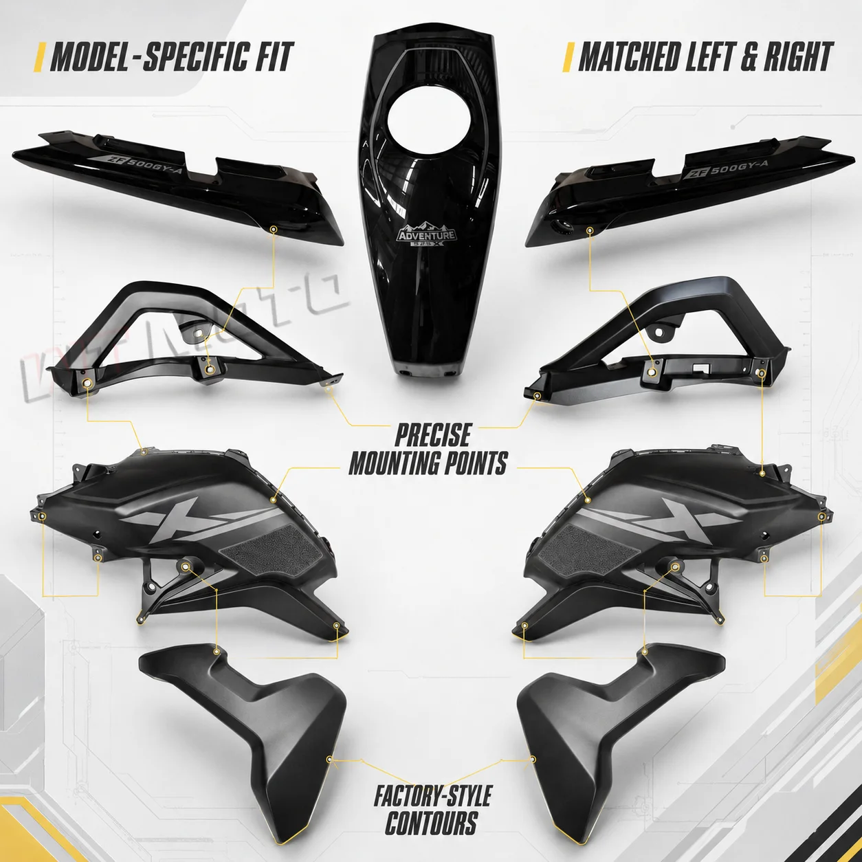 Modified Full Body Fairing Shell Panel Kit Fit For KOVE 525X Motorbike Spare Parts