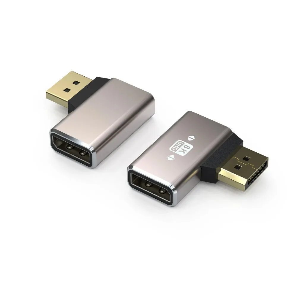 90 Degree DisplayPort Male To Female Right Angle Adapter DP1.4 8K 60Hz 4K 144Hz Elbow Converter L‑Shape Connector For PC Monitor