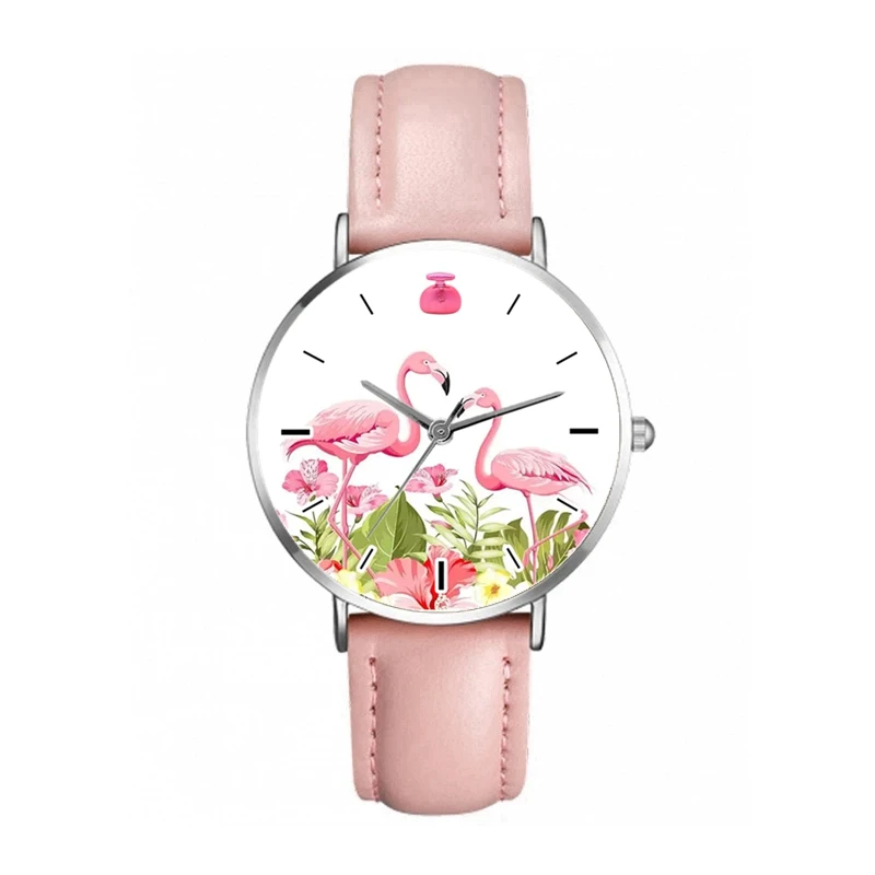 

Новые модные женские часы с мультяшным рисунком фламинго, испанские розовые часы Reloj Mujer