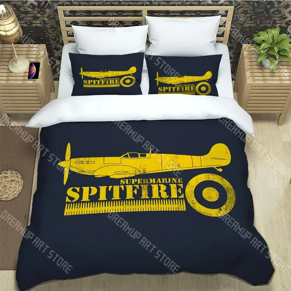2026 S-Spitfire Fashion Trendy Print Three-piece Set Suitable For Kids Or Adults Quilt Cover Pillowcase Bedding Set Birthday Gif
