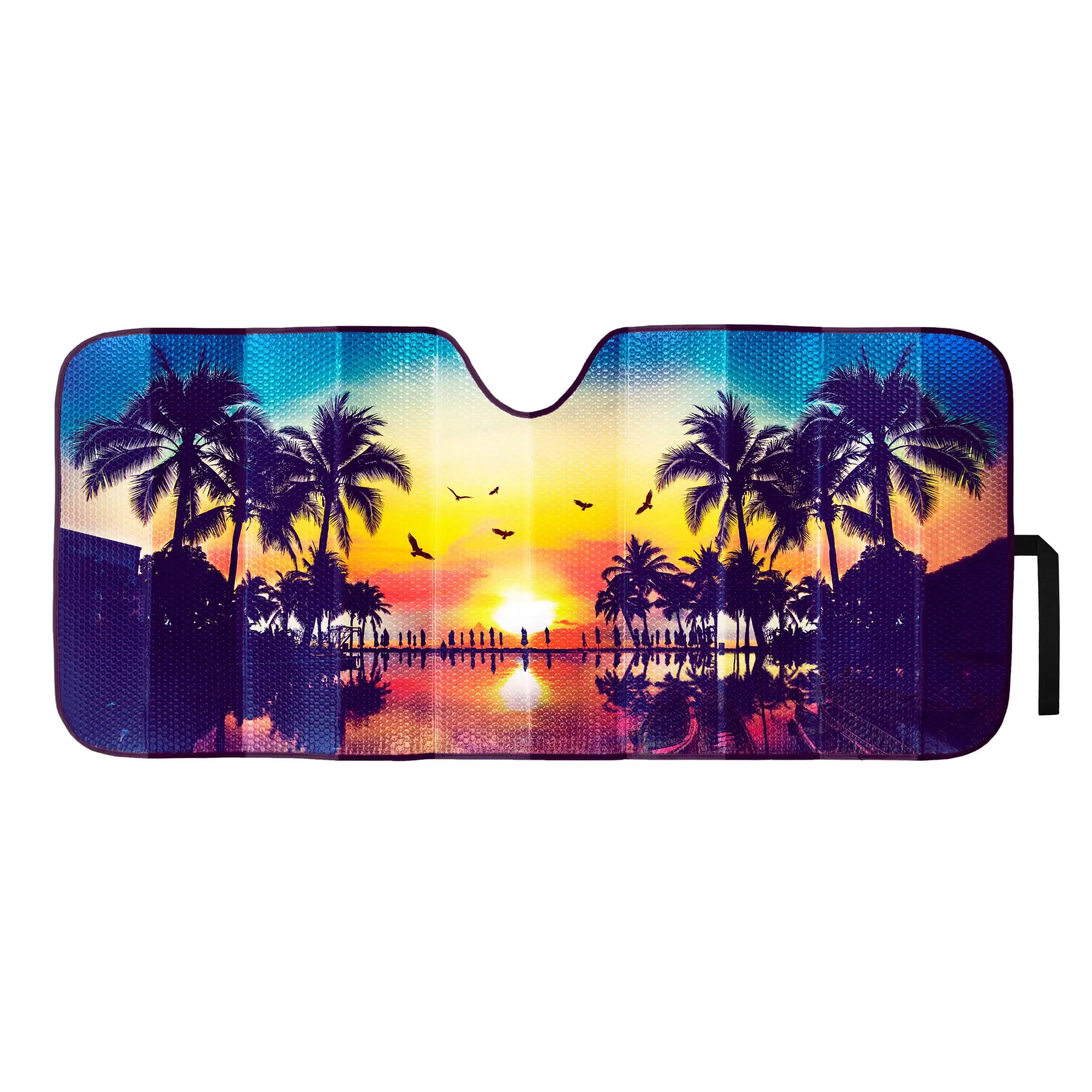 アコーディオン サンシェード ユニバーサル サイズ 1 パック、63 インチ x 28.5 インチ