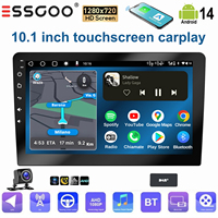 ESSGOO 10.1 Inch touchscreen 2 DIN Car stereo radio Android 14 Wireless Carplay Android auto GPS Navigation WiFi FM RDS SWC USB