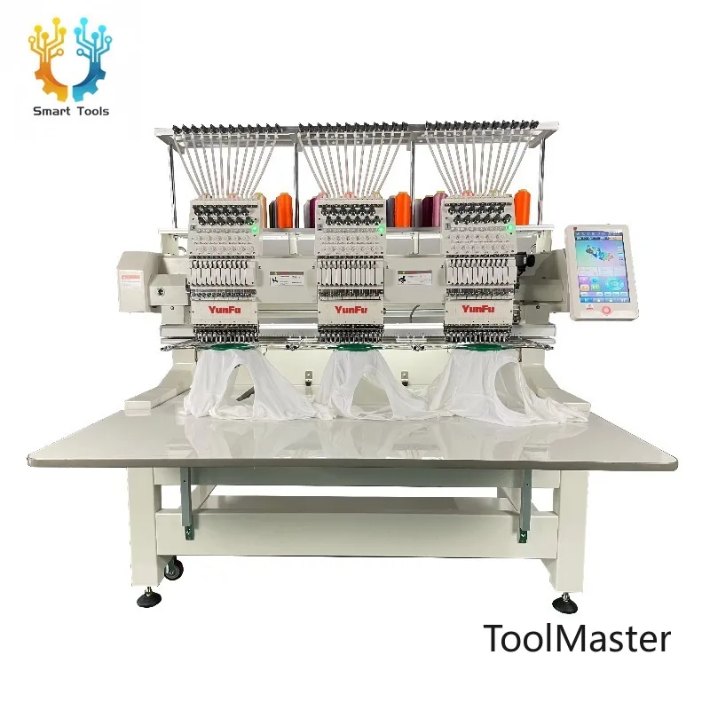 [2026] 3 Heads Computerized Embroidery Machine 12 Needle Embroidery Machine For Socks, Shoes, T Shirt, Bags, Jackets, Hats Embro