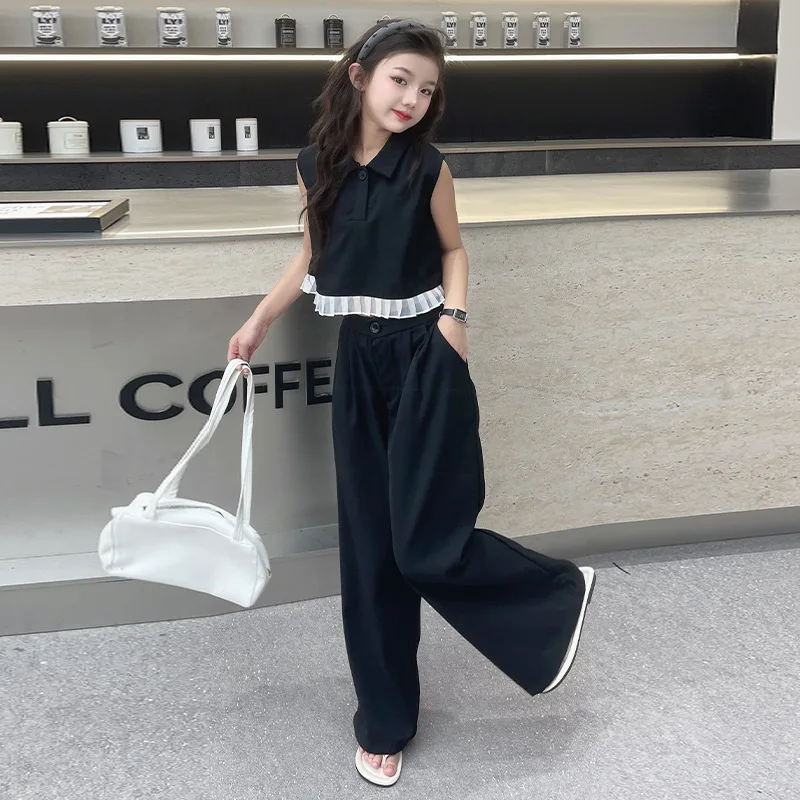 Teenage Girls Clothing Set 12 13 14 Years 2024 Autumn Plaid Vest T-shirts Pants Suit for Girls Clothes Fashion Kids Costume