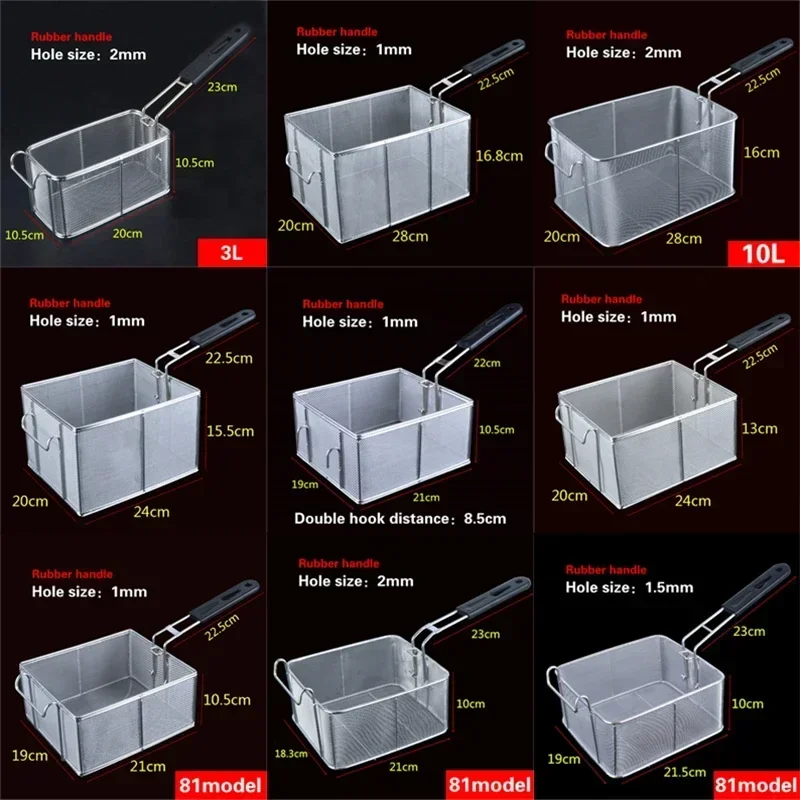Stainless steel frying basket net French fries basket  frame square oil  control filter frying basket dense