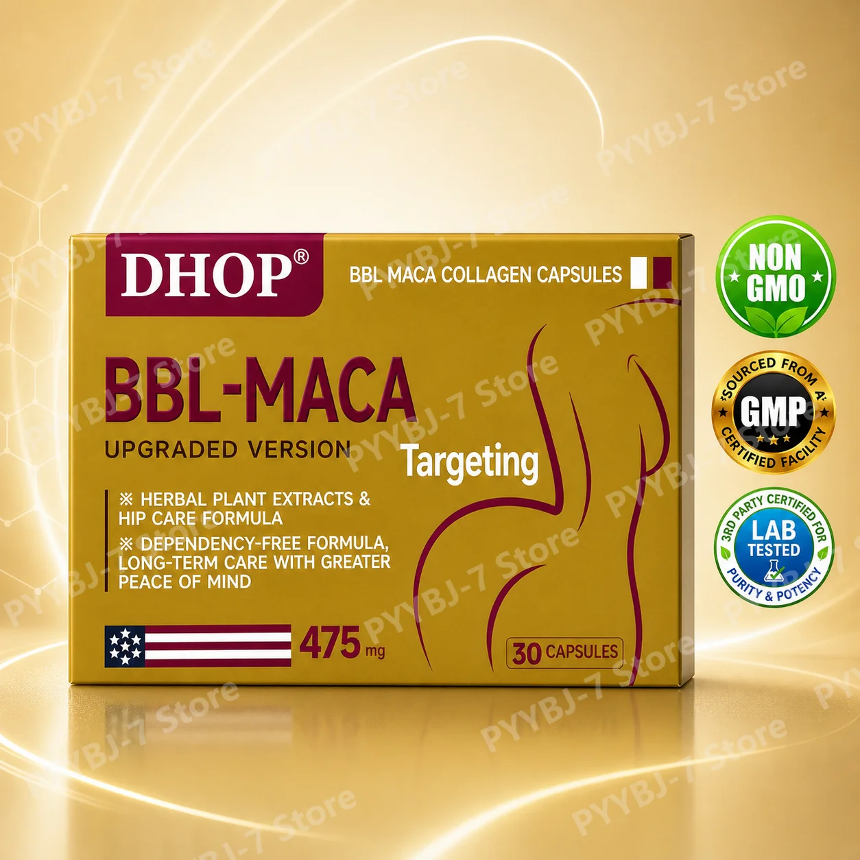 BBL-MACA Plump Buttocks Capsules Support Energy Hip Curves with Pueraria Mirifica Extract Fenugreek Extract 30 Capsules