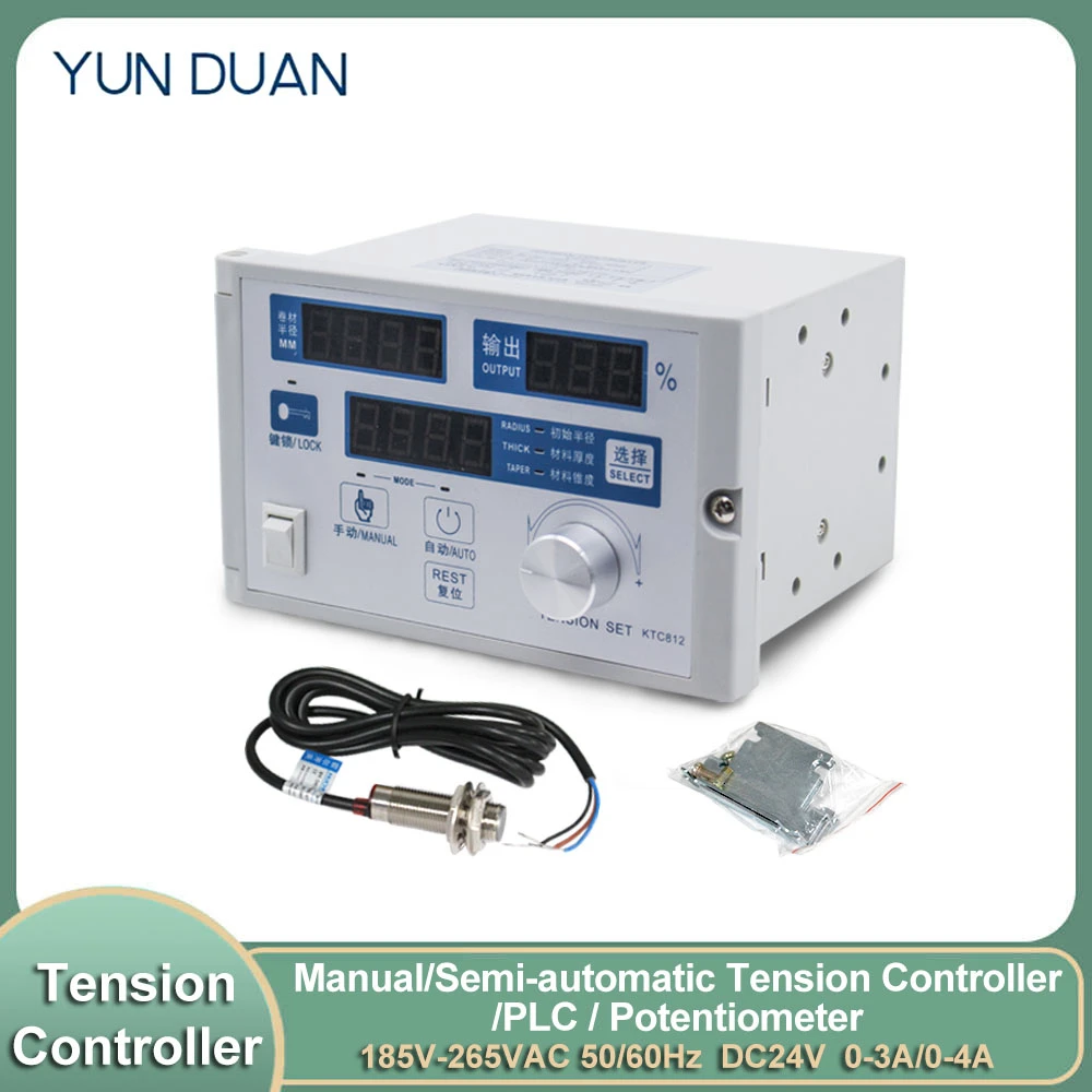 

Manual/ Semi-automatic Roll Diameter Tension Controller 4A & Hall Sensor Magnetic Powder Brake Clutch Potentiometer PLC Control