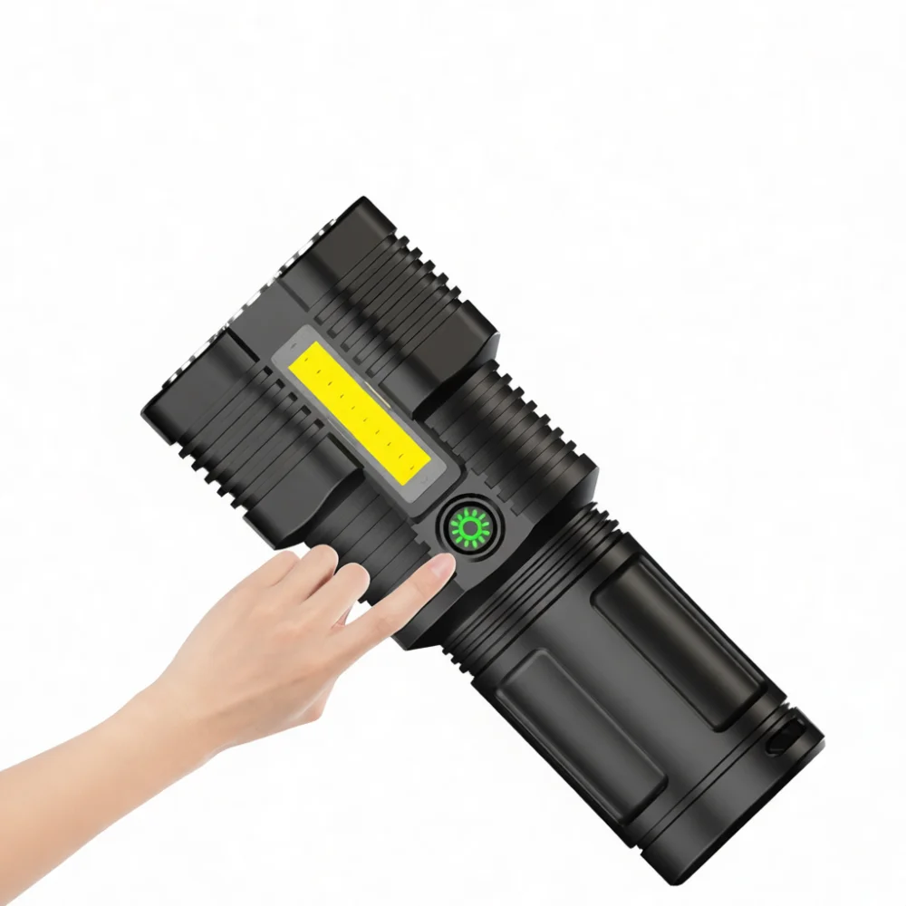 Powerful 12LED Flashlight High Brightness Rechargeable Handheld Torch Aluminum Alloy COB Side Light For Outdoor Camping Hiking