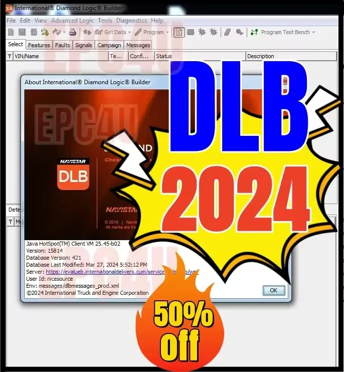 تشخيص محرك NAVISTAR - NED 2024 + International Diamond LOGIC BUILDER DLB 2024 + فتح الكراك