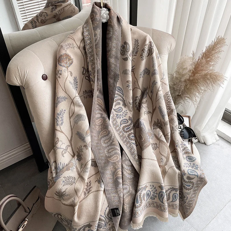 Luxury Cashew Winter Thick Warm Scarf Women Cashmere Shawl and Wraps Pashmina Neckerchief Bufanda Female Long Tessel Echarpe