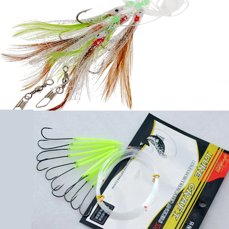 Fenciatore 50 ganci/scatola antiruggine piccoli ami da pesca a mosca in acqua salata 6 dimensioni opzionali sabiki rig hook straight eyed traina fly