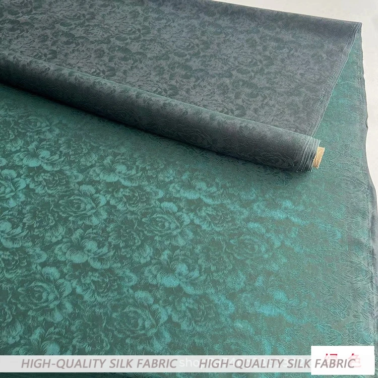 Fugui Peony Jacquard echte zijde Gambiered Guangdong stof Cheongsam Top theejurk