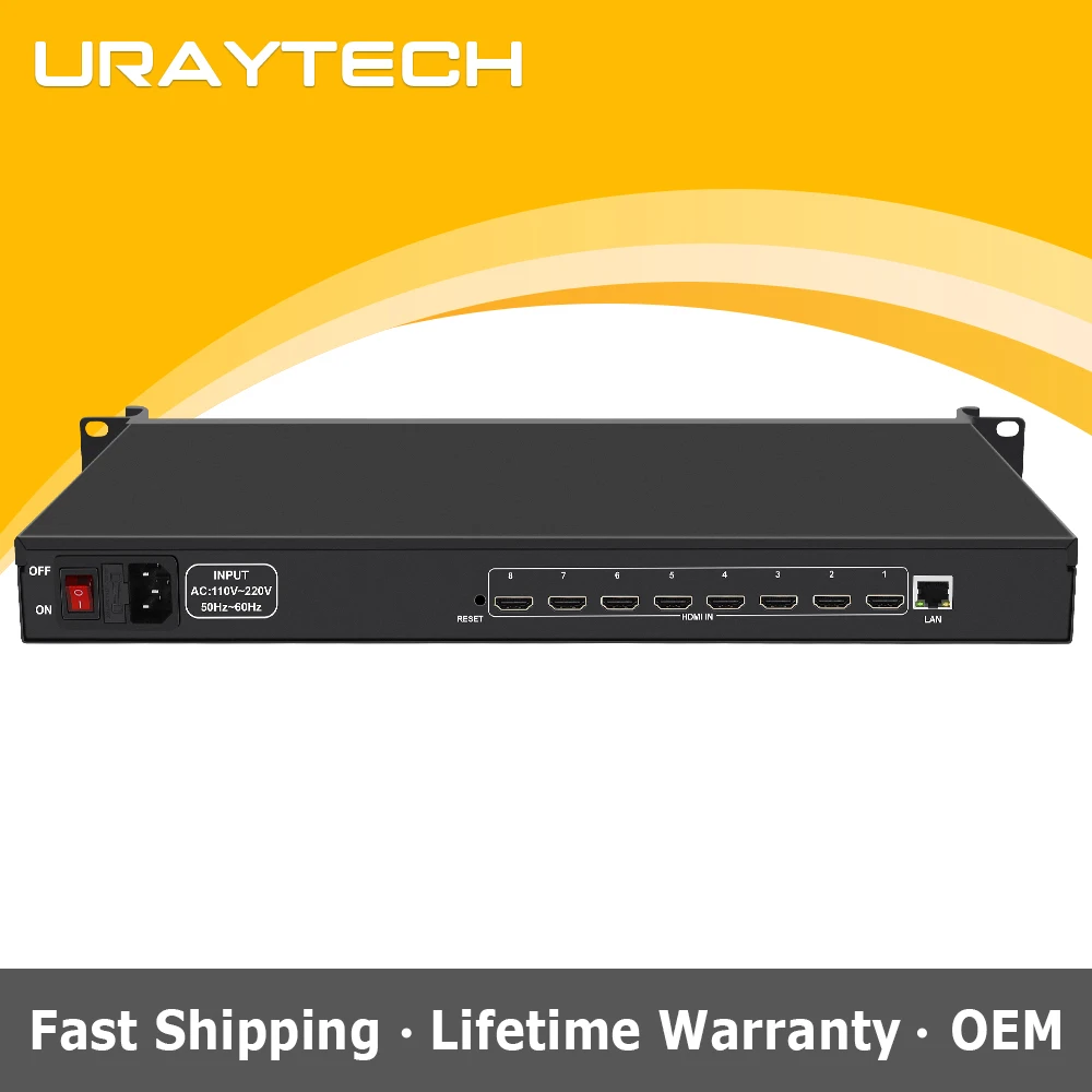 1U Rack HEVC H.264 H.265 8 Channels HD HDMI to IP Video Encoder IPTV Live Streaming Encoders with UDP HLS RTMP RTSP SRT ONVIF