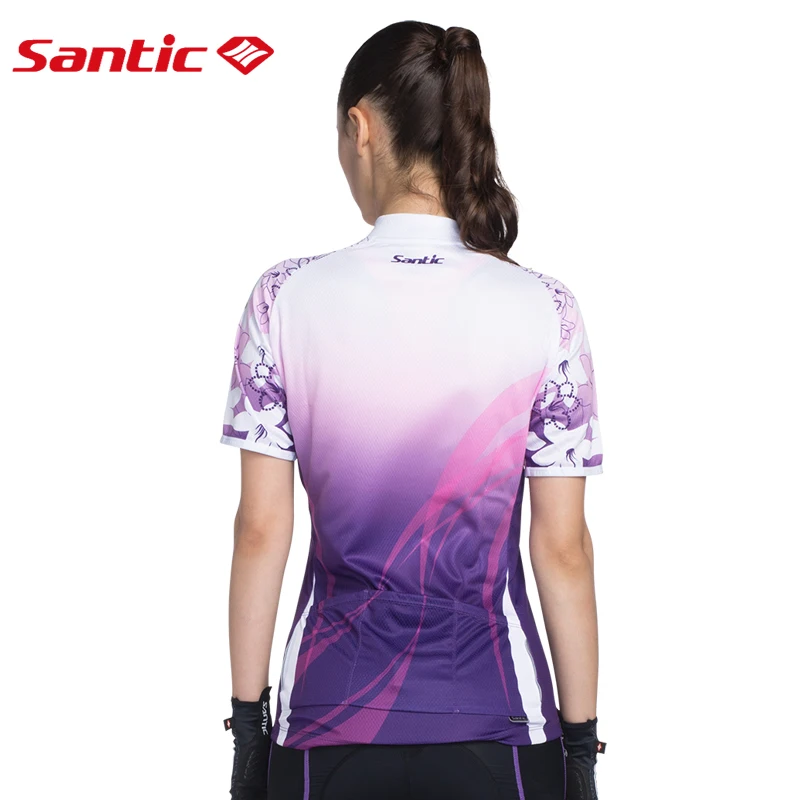 Santic Women's Cycling Jersey Summer Short Sleeve Bicycle Clothing Outdoor Quick-dry Breathable MTB Bike Road Riding T-shirts