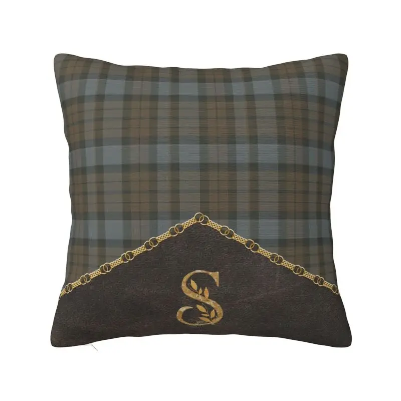 Leather Tartan Monogram S Pillow Case 45x45cm Decoration Nordic Modern Plaid Check Texture Cushions for Sofa Square Pillowcase