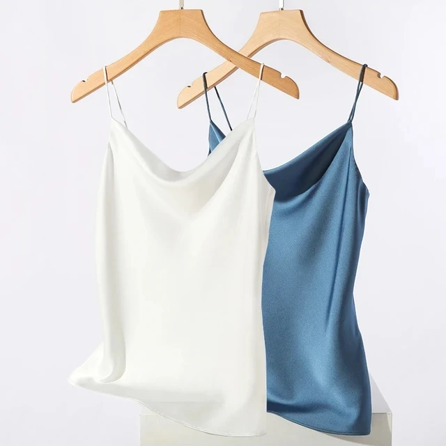 AOSSVIAO Satin-Seiden-Tanktops für Damen, Sommer 2026, sexy Trägertops, Basic Spaghetti-Träger-Tops, ärmellose Camisole-Westen für Frauen – Detail 7