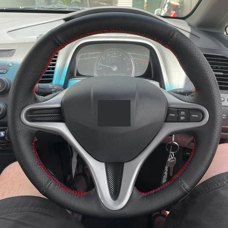 

Braid Steering Wheel For Honda Civic 8th MK8 2005 2006 2007 2008 2009 2010 2011 Car Steering Wheel Hand-stitched Leather Cover