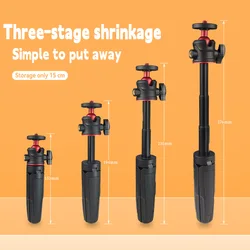 MT-08 Mini Extendable Desktop Tripod Handheld Photography Bracket Stand w/ Flexible Ballhead 1/4 Inch Screw Mount for Selfie