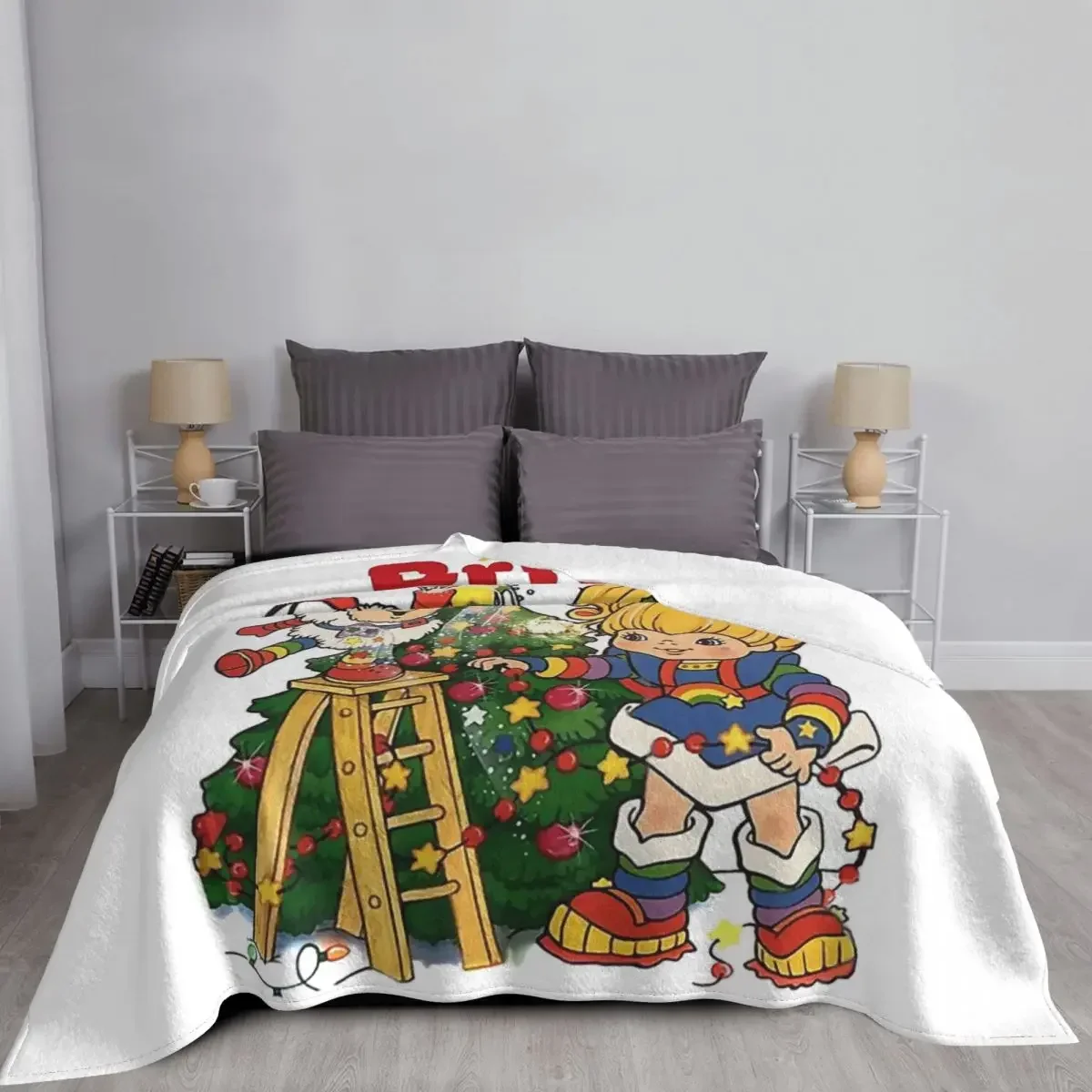 Rainbow Brite Red Butler TV Vintage Love Cartoons Christmas Design Portable Warm Throw Blankets for Bedding Travel