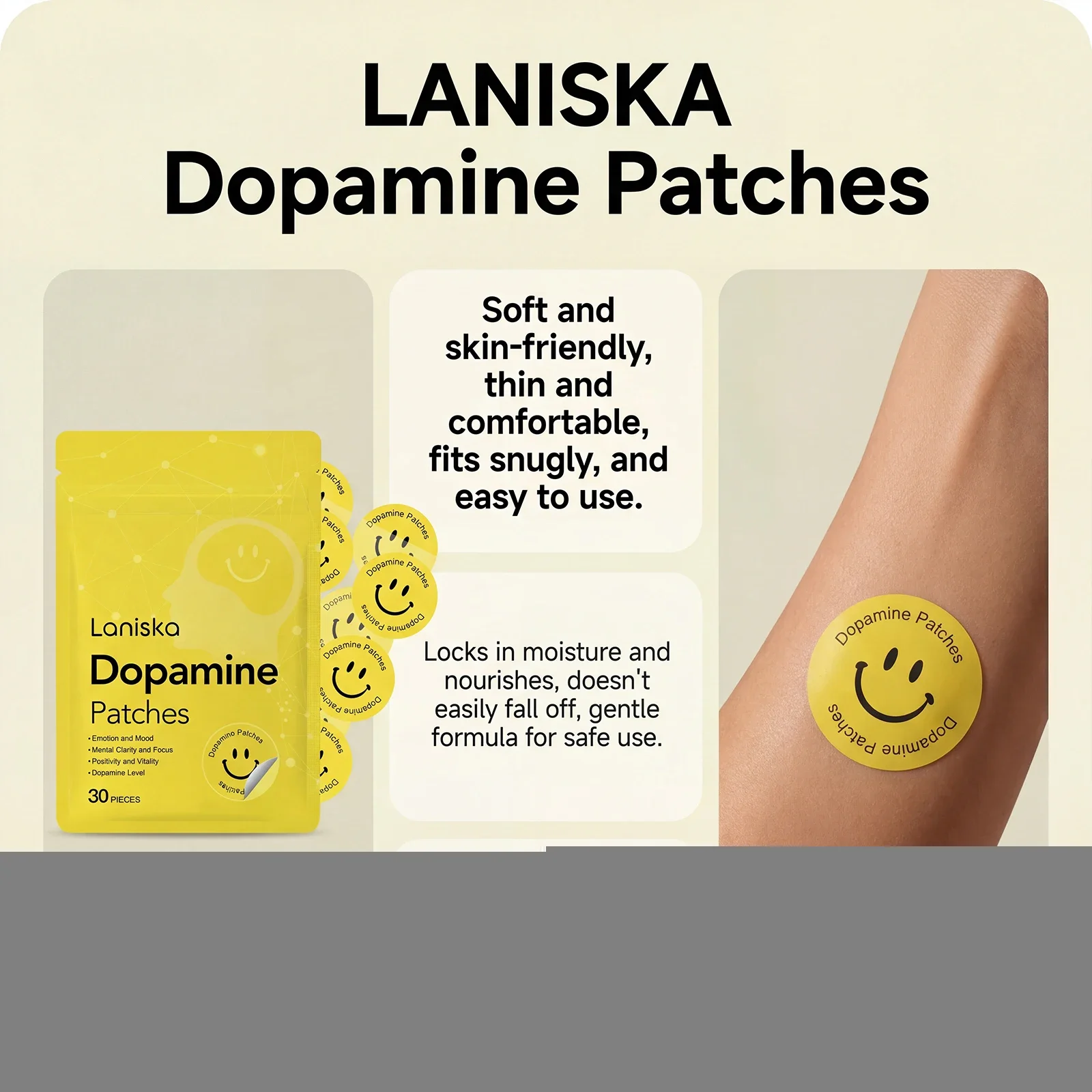 Dopamine Patches Vitality Boost Instant Mood & Focus Enhancement Concentration Aid Wellness Body Care Patch