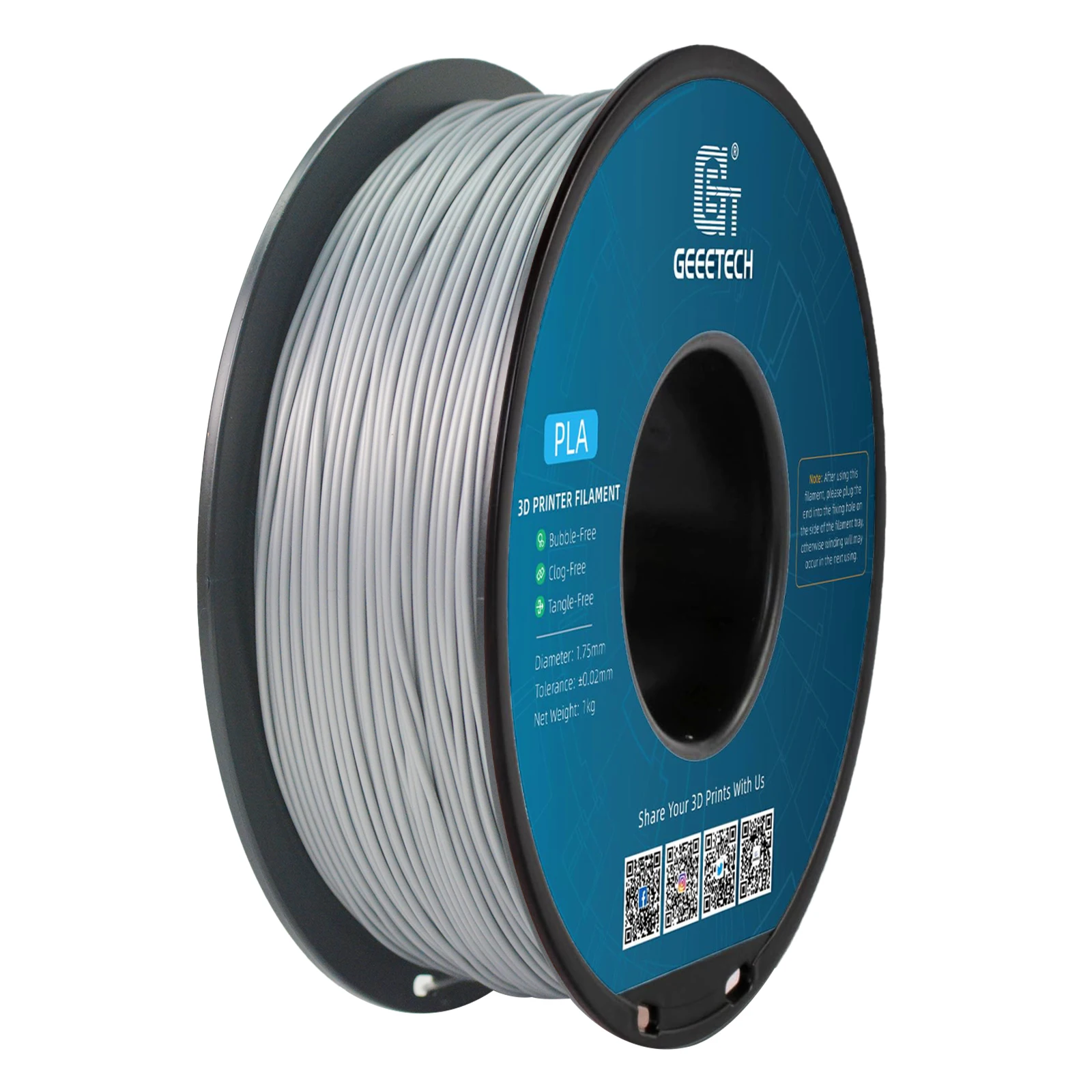 Geeetech 3D-printerfilament Pure PLA PETG Plastic 1,75 mm, 1 kg (2,2 LBS), knoopvrij, 3D-printmaterialen, vacuümverpakking