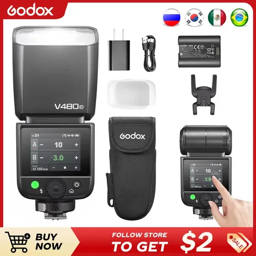 Nueva luz de Flash Godox V480 TTL Speedlite para Sony Canon para Nikon Fujifilm Olympus pk V860III TT520III V1PRO