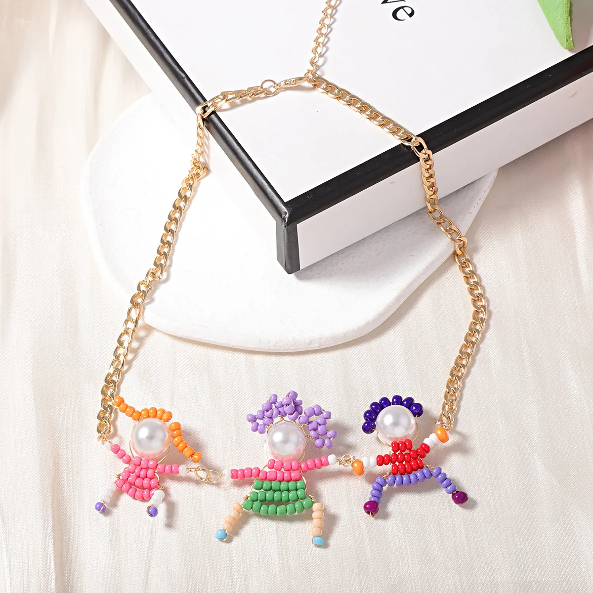 Personalized fashion creative handmade DIY imported rice beads cartoon cute three-dimensional villain necklace bracelet set