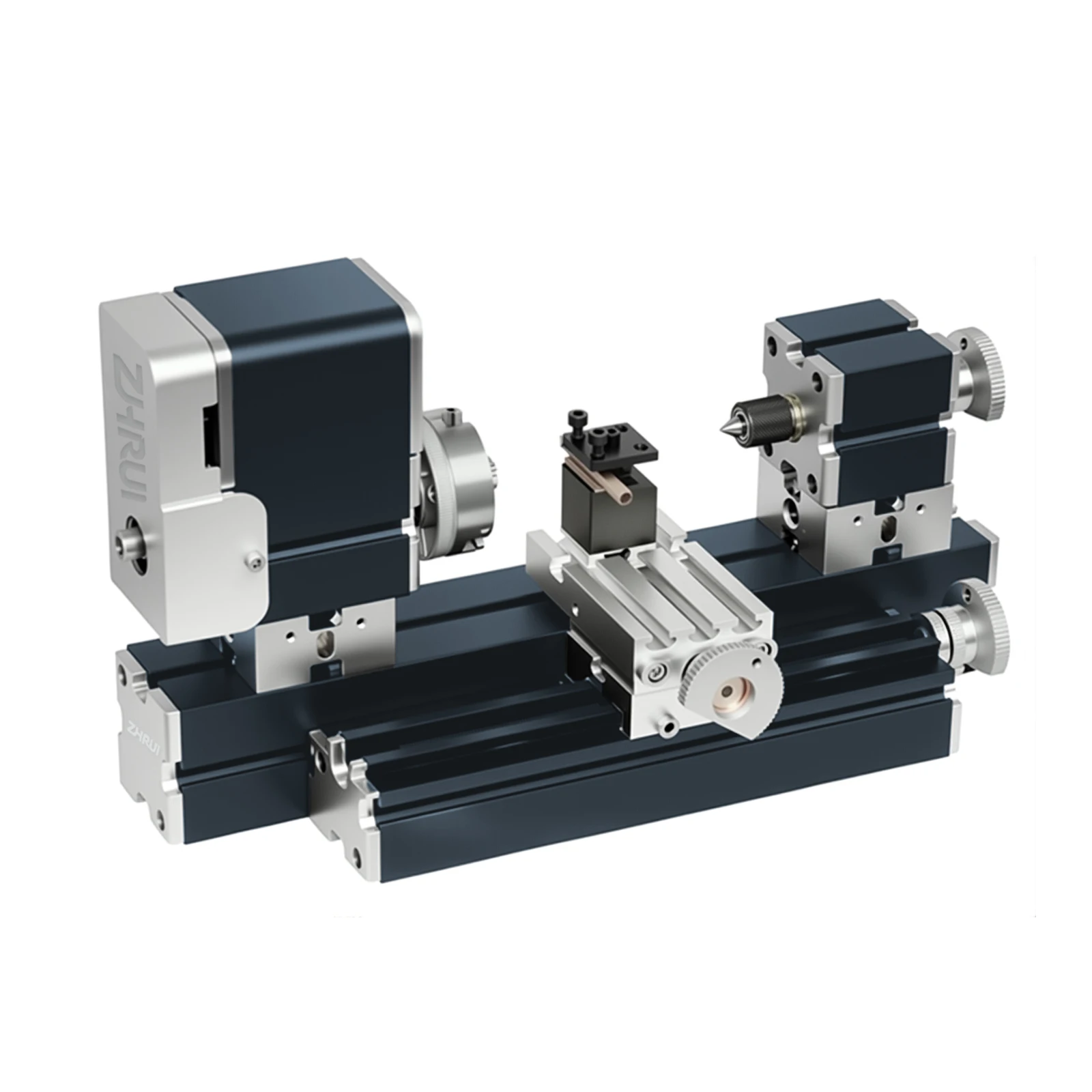 Enhanced Miniature Metal Lathe 50mm Center Electroplated Heighten Mini DIY Lathe for Processing Aluminum,Wood, Plastic Materials