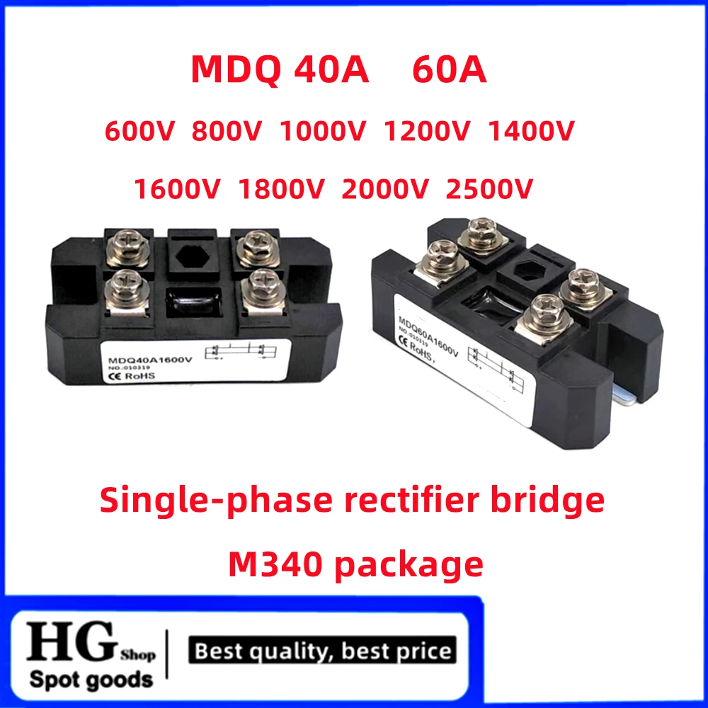 MDQ60-16 Single-phase rectifier MDQ40A 60A 600V 800V 1000V 1200V 1400V 1600V 1800V 2000V 2500V Bridge rectifier module M340