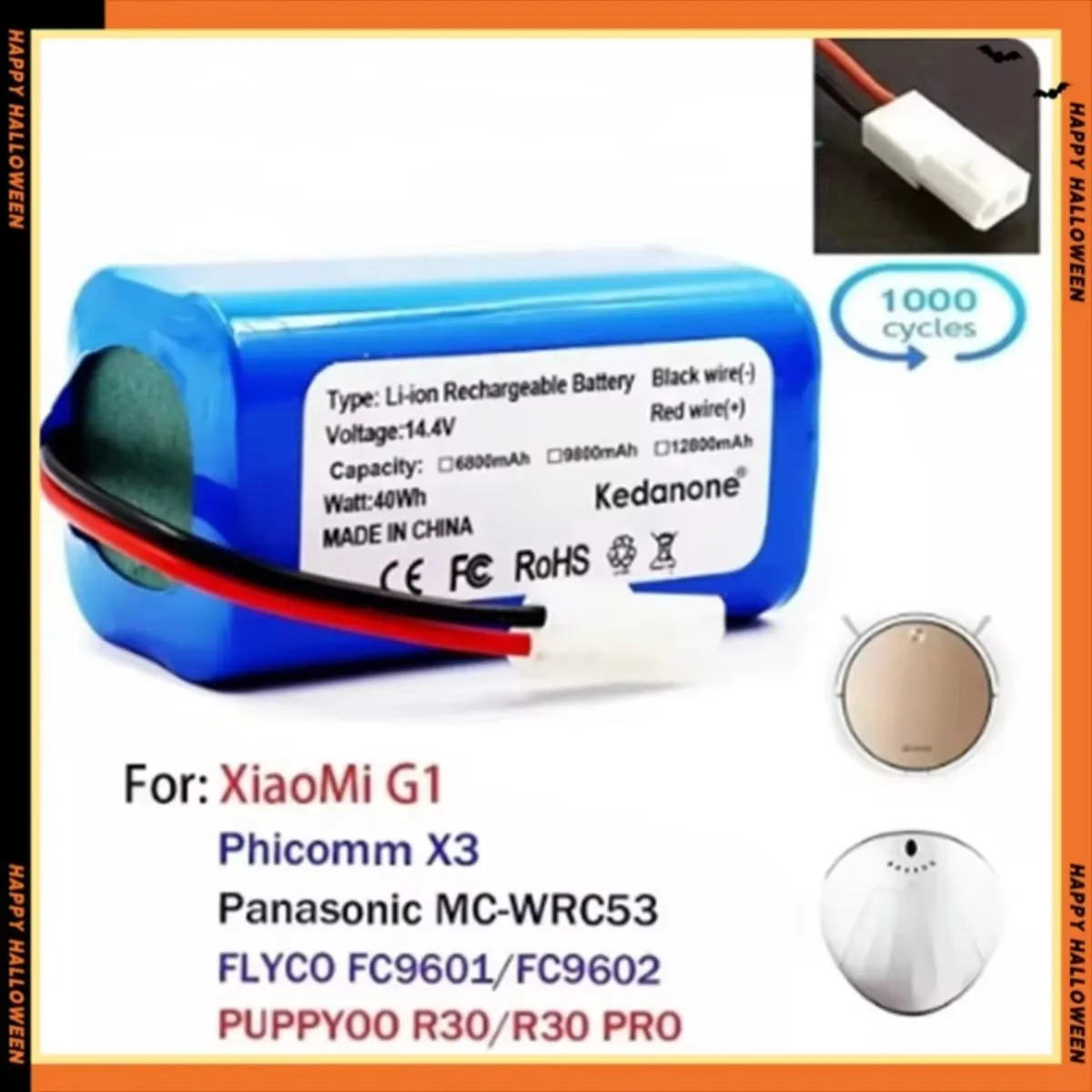 H18650CH-4S1P 14.8V 6800mAh batteria agli ioni di litio per XIAOMI MIJIA Mi Robot aspirapolvere essenziale G1 MJSTG1,SKV4136GL R30 R35